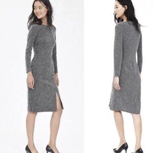 Banana Republic Long-Sleeve Herringbone Boatneck Side Slit Dress